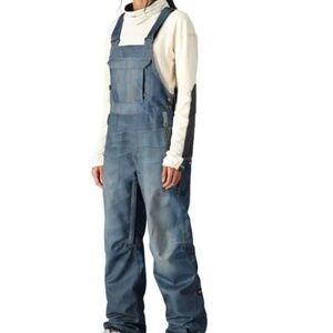 Like-New, Distressed Denim Look-686 Women's Black Magic Snow 20K Bib Pants